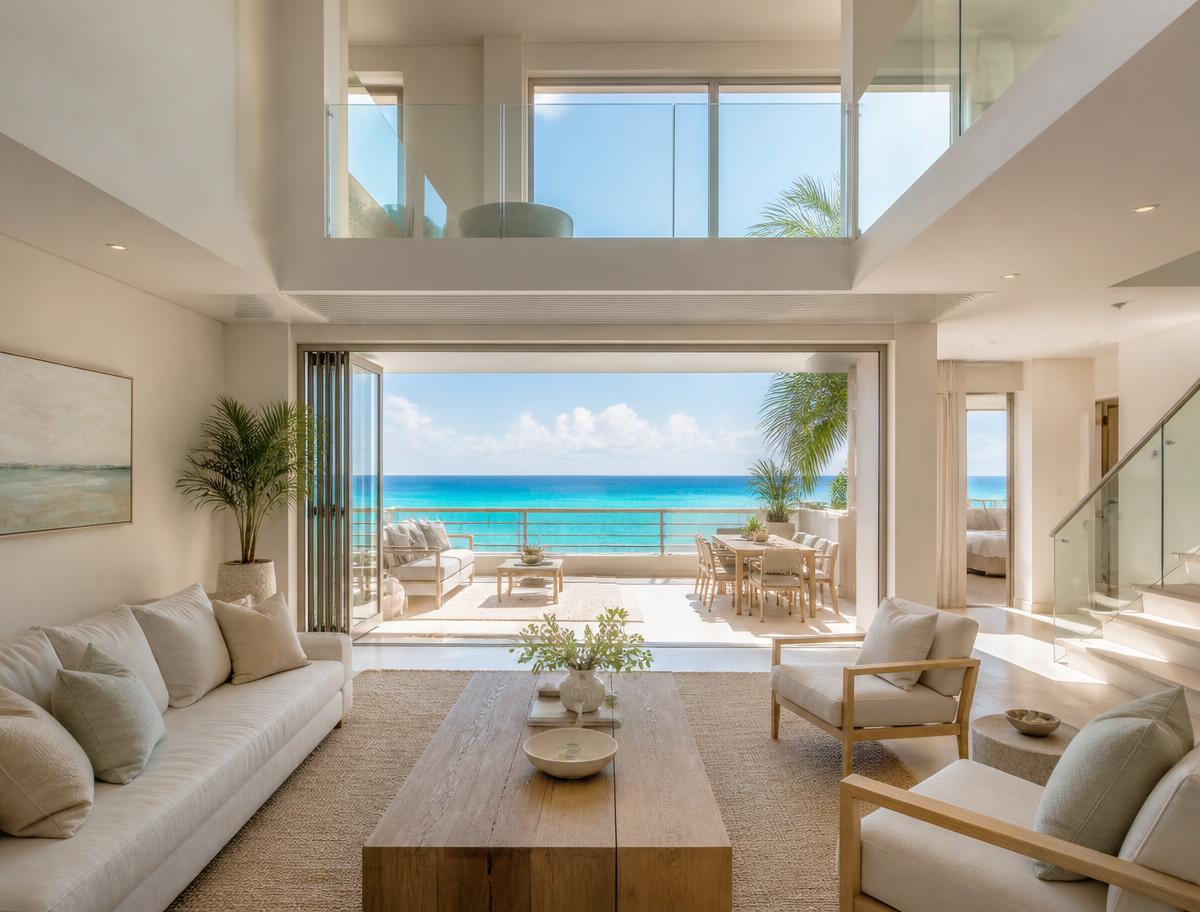 Salón de una vivienda en primera línea de mar